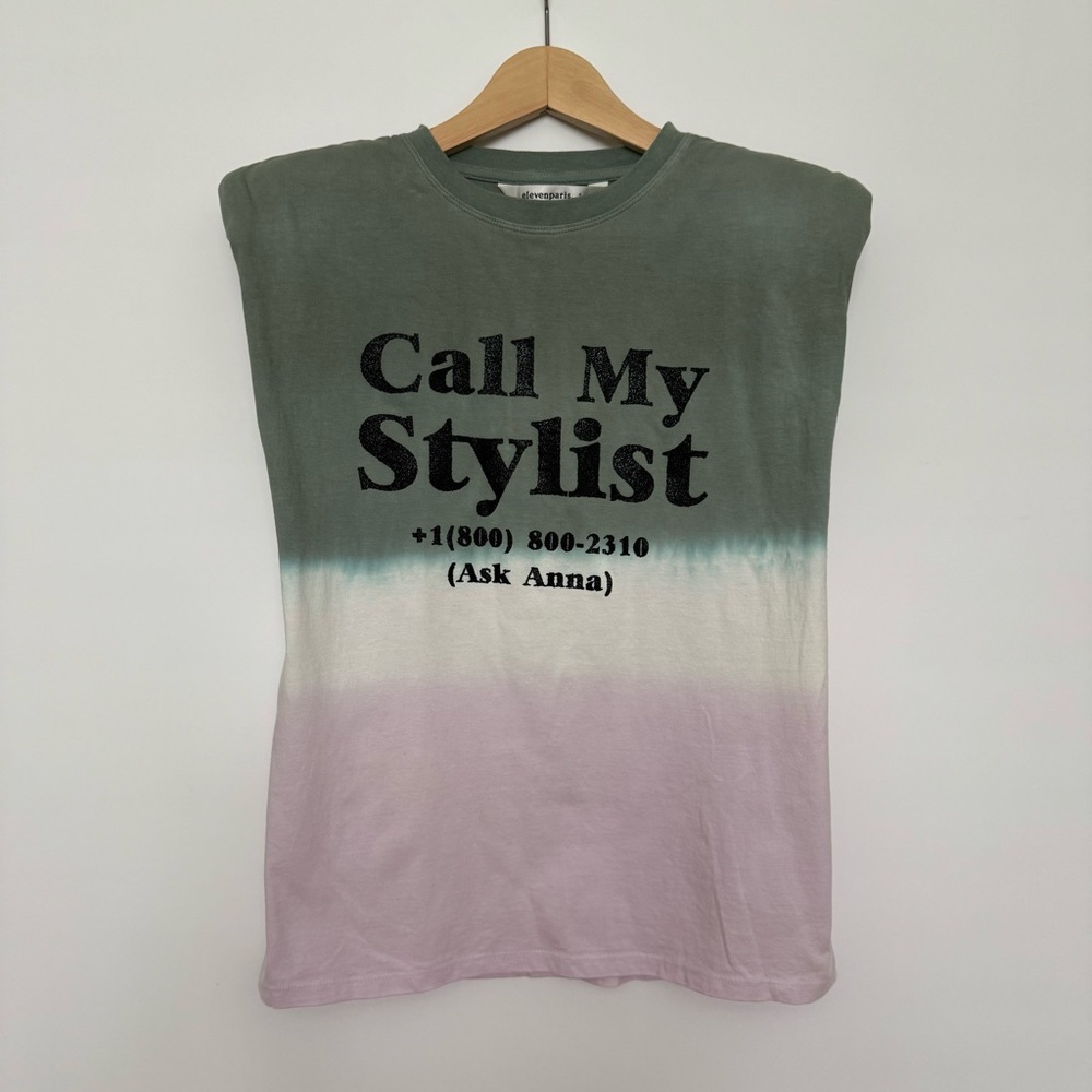 Saks Fifth Ave Green and Pink Ombre Graphic Tee